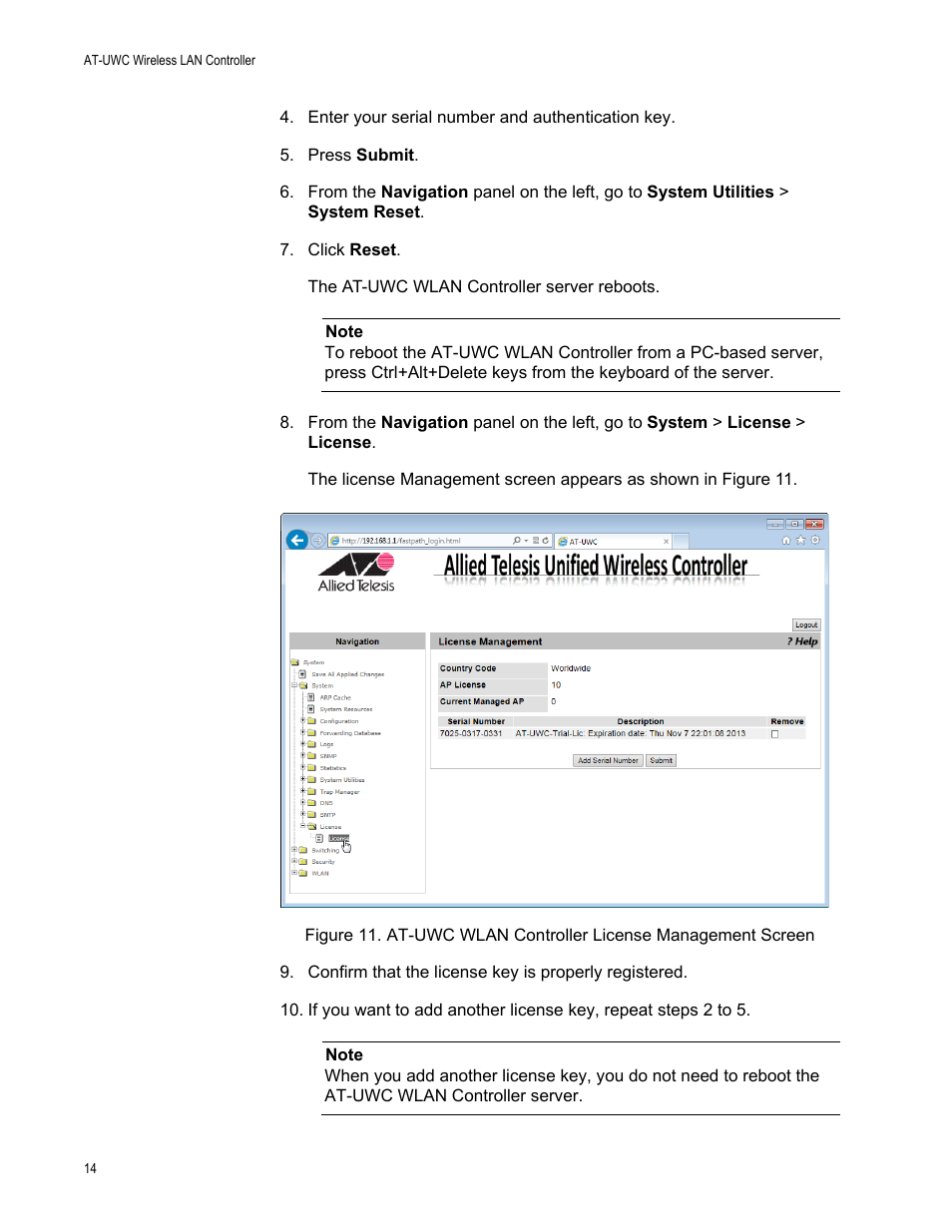 Allied Telesis AT-UWC Wireless LAN Controller User Manual | Page 14 / 33