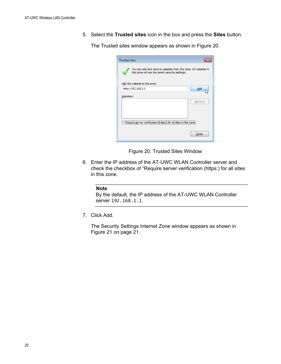 Allied Telesis AT-UWC Wireless LAN Controller User Manual | Page 20 / 33