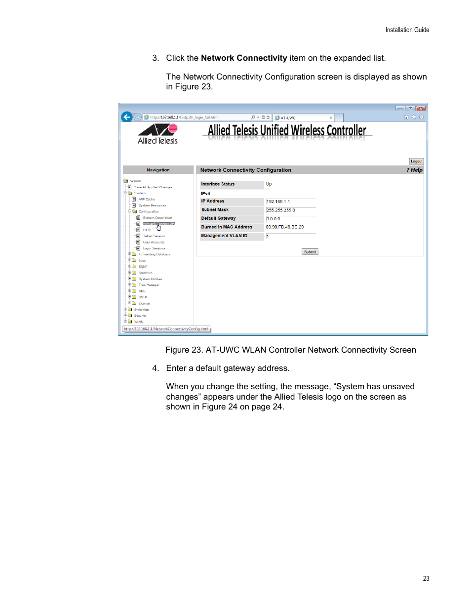 Allied Telesis AT-UWC Wireless LAN Controller User Manual | Page 23 / 33