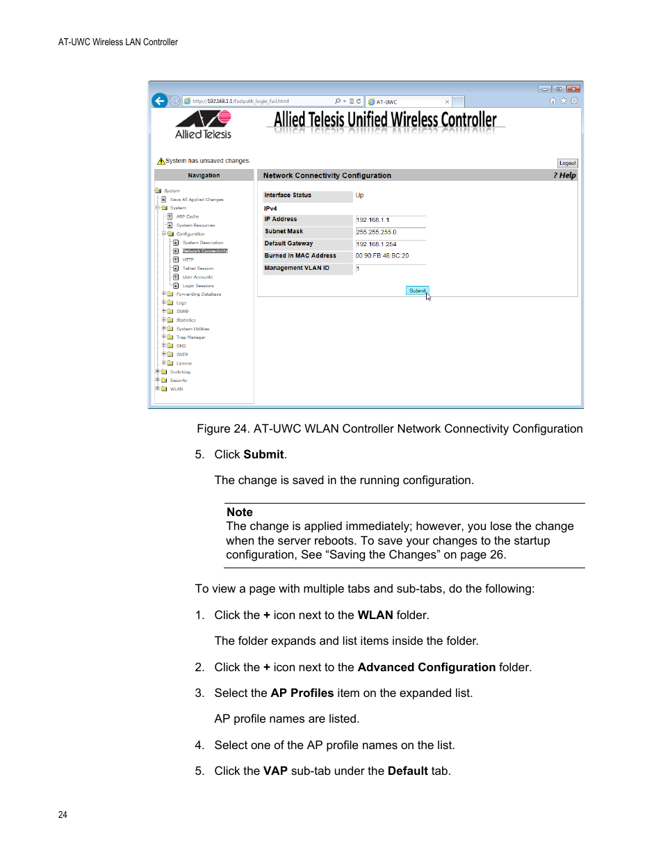 Allied Telesis AT-UWC Wireless LAN Controller User Manual | Page 24 / 33