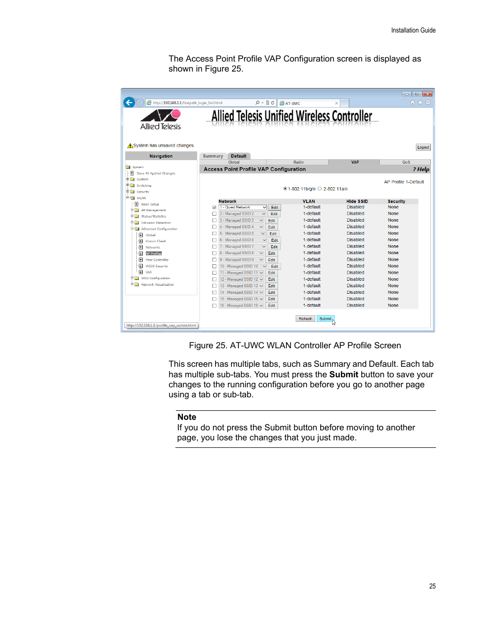 Allied Telesis AT-UWC Wireless LAN Controller User Manual | Page 25 / 33