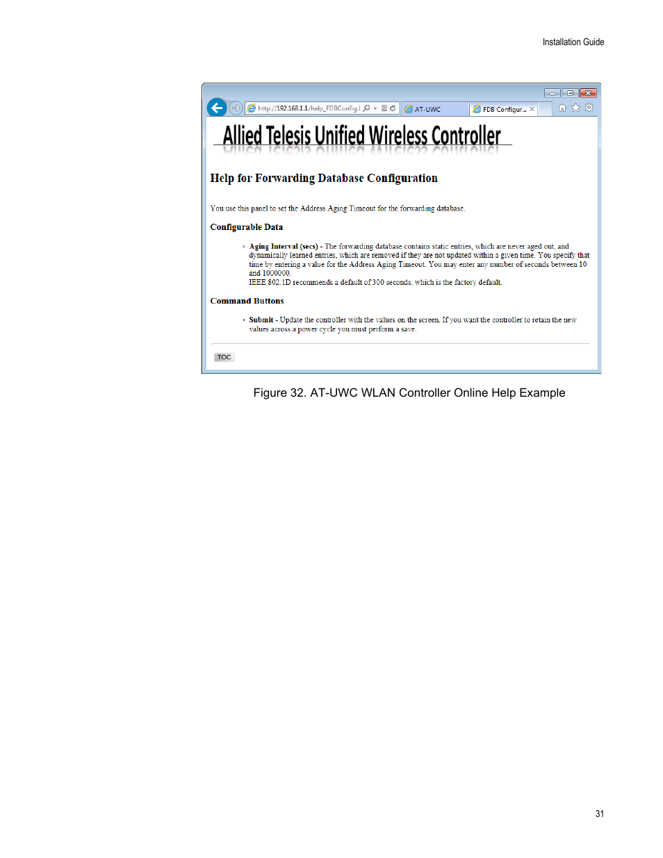 Allied Telesis AT-UWC Wireless LAN Controller User Manual | Page 31 / 33
