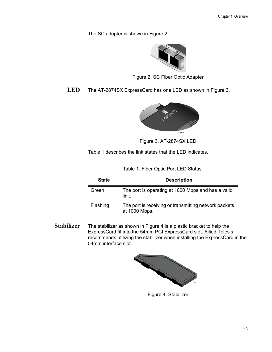 Stabilizer, Led stabilizer | Allied Telesis AT-2874SX User Manual | Page 13 / 84