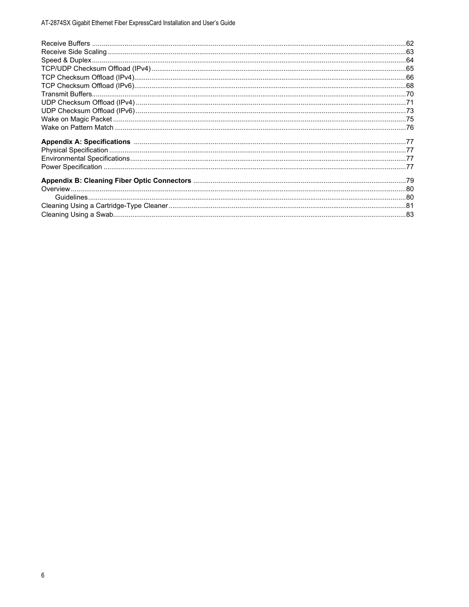 Appendix a, Appendix b | Allied Telesis AT-2874SX User Manual | Page 6 / 84