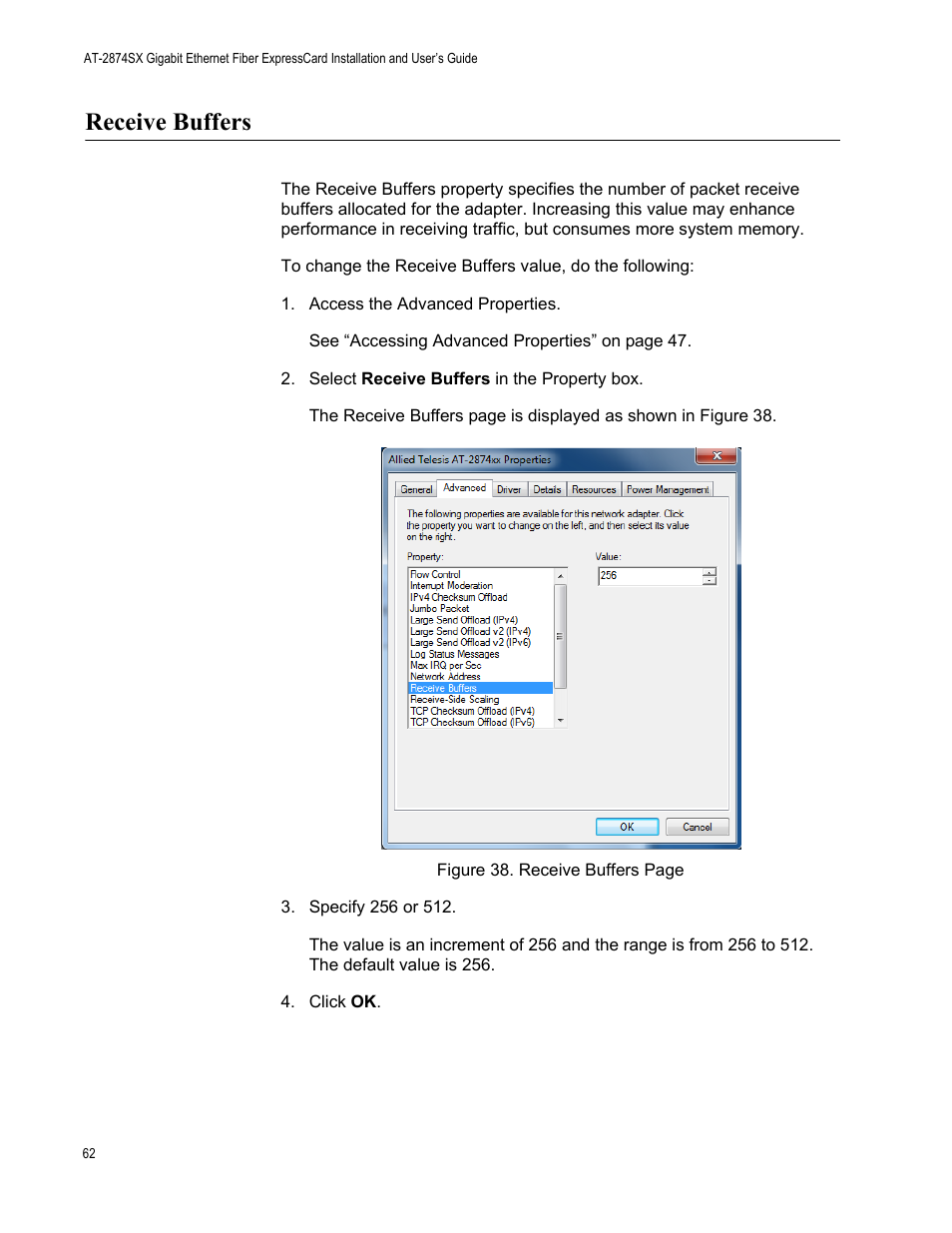 Receive buffers | Allied Telesis AT-2874SX User Manual | Page 62 / 84