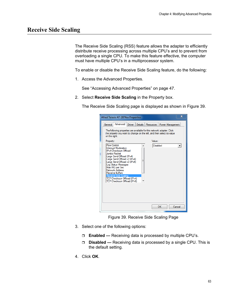 Receive side scaling | Allied Telesis AT-2874SX User Manual | Page 63 / 84