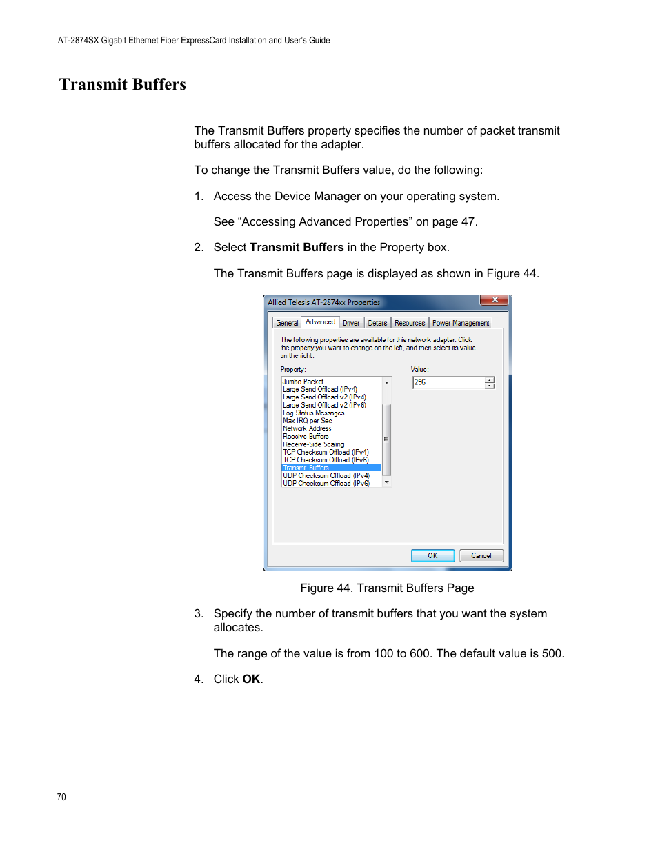 Transmit buffers | Allied Telesis AT-2874SX User Manual | Page 70 / 84