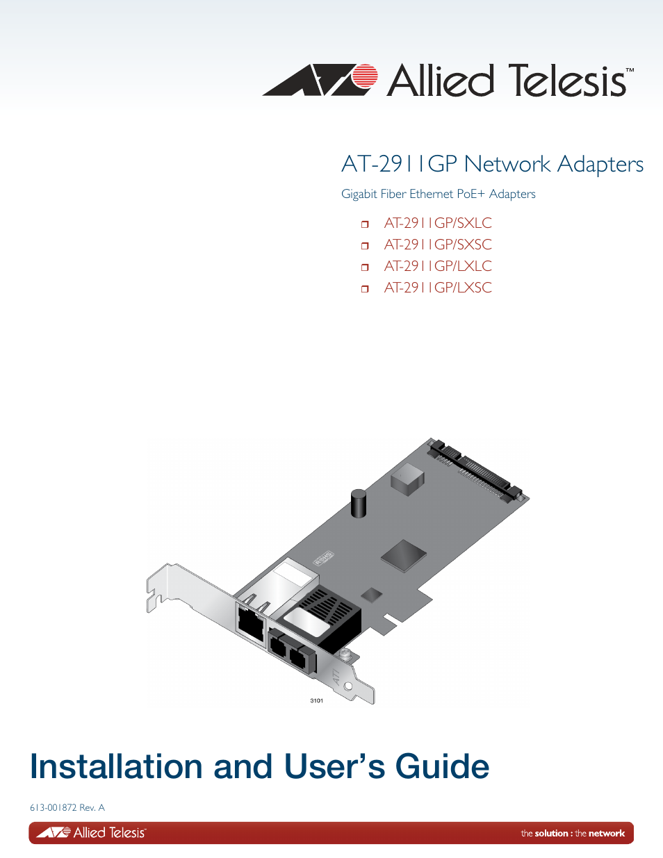 Allied Telesis AT-2911GP Network Adapters User Manual | 152 pages