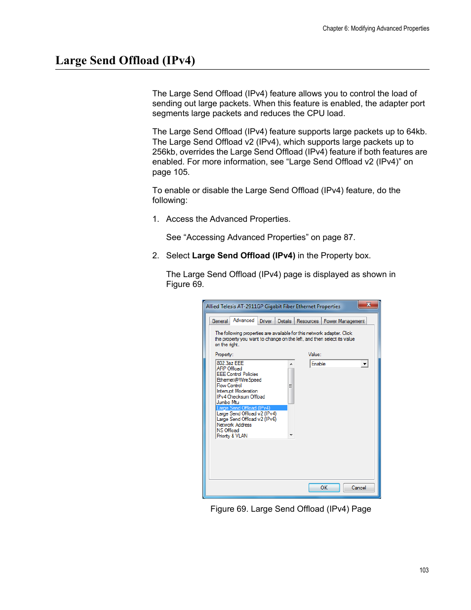 Large send offload (ipv4) | Allied Telesis AT-2911GP Network Adapters User Manual | Page 103 / 152
