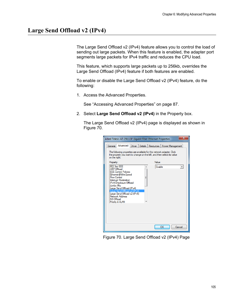 Large send offload v2 (ipv4) | Allied Telesis AT-2911GP Network Adapters User Manual | Page 105 / 152