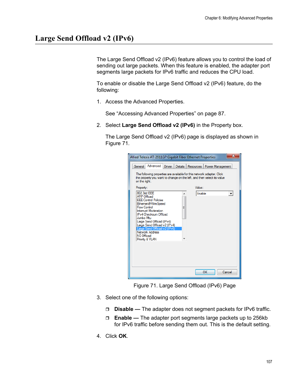 Large send offload v2 (ipv6) | Allied Telesis AT-2911GP Network Adapters User Manual | Page 107 / 152