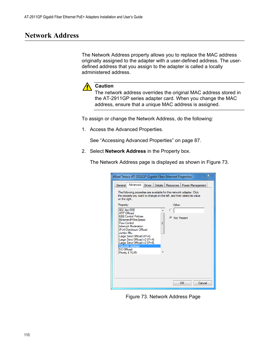 Network address | Allied Telesis AT-2911GP Network Adapters User Manual | Page 110 / 152