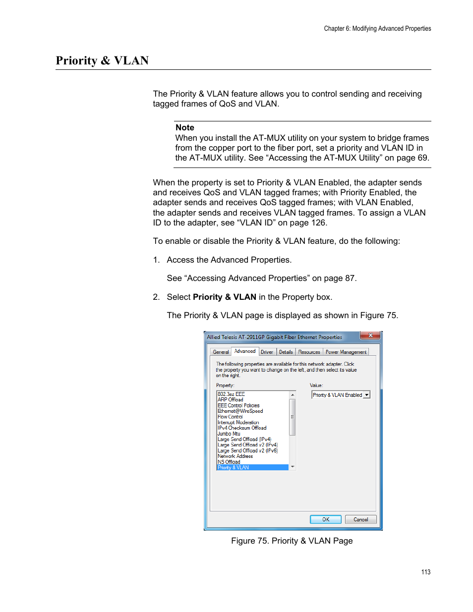 Priority & vlan | Allied Telesis AT-2911GP Network Adapters User Manual | Page 113 / 152