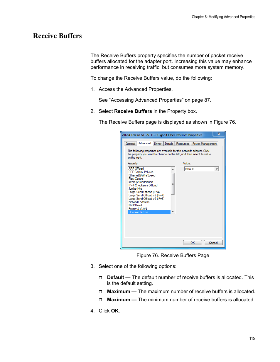 Receive buffers | Allied Telesis AT-2911GP Network Adapters User Manual | Page 115 / 152