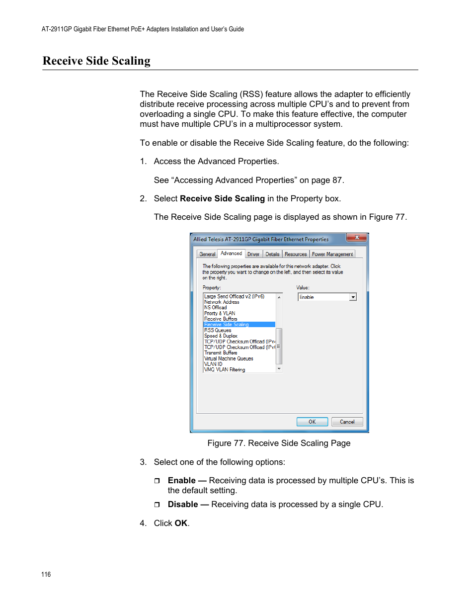 Receive side scaling | Allied Telesis AT-2911GP Network Adapters User Manual | Page 116 / 152