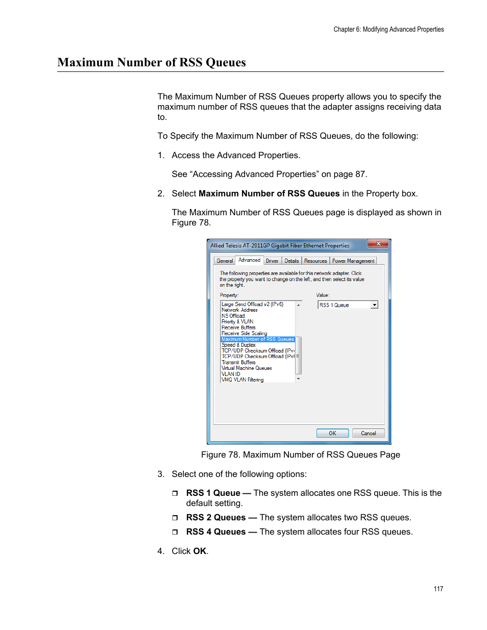 Maximum number of rss queues | Allied Telesis AT-2911GP Network Adapters User Manual | Page 117 / 152