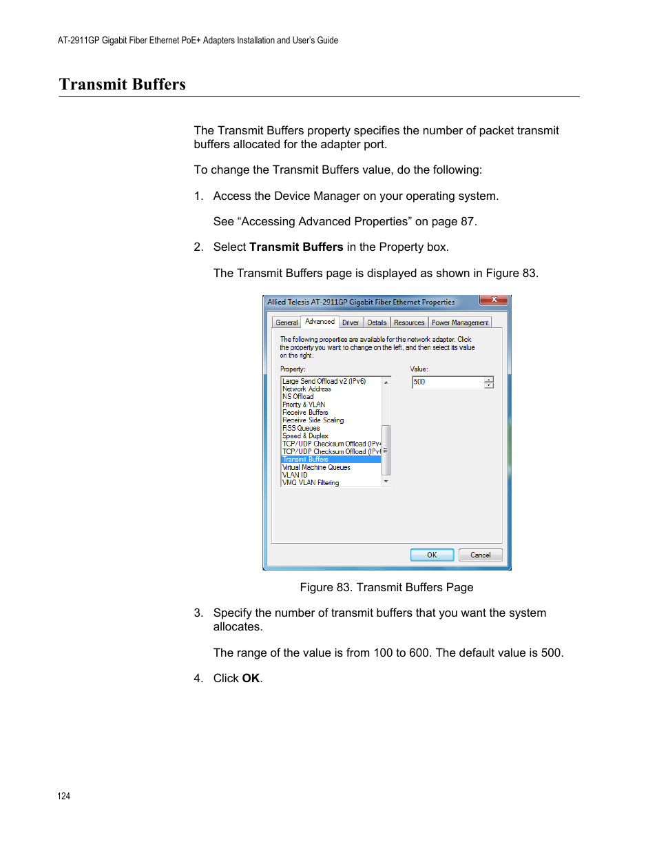 Transmit buffers | Allied Telesis AT-2911GP Network Adapters User Manual | Page 124 / 152