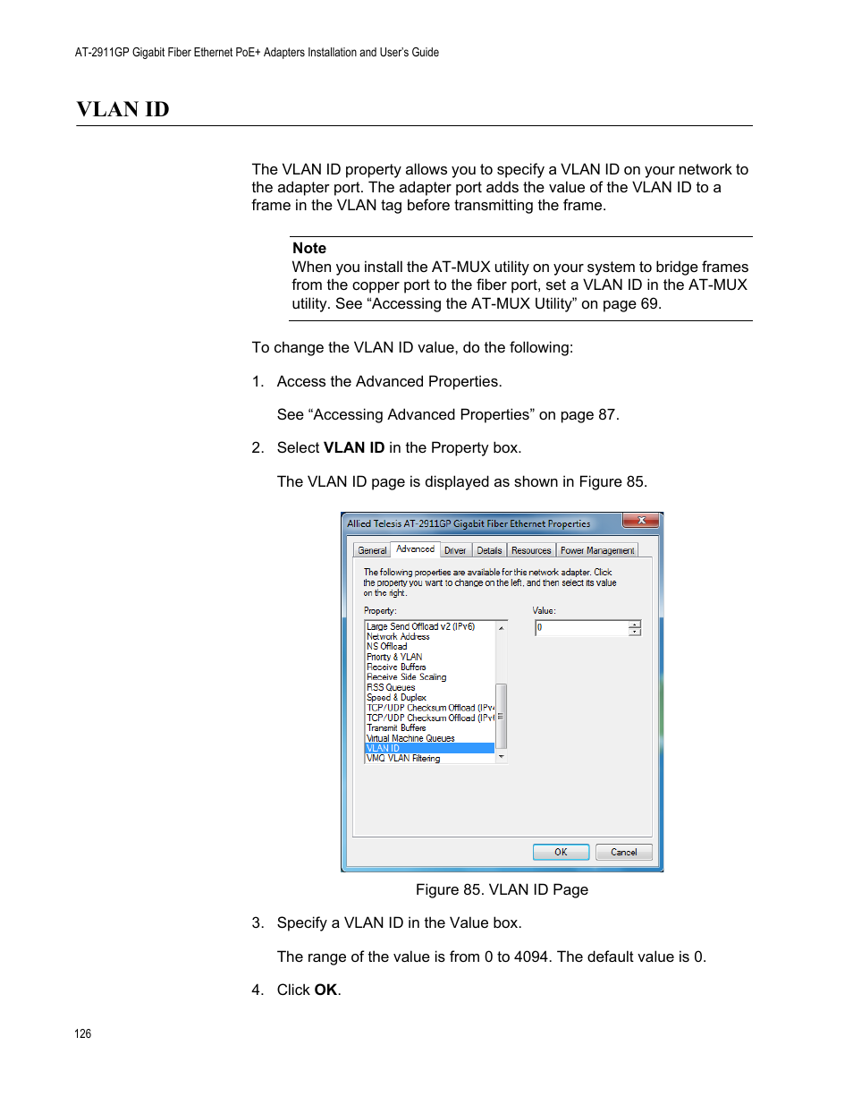 Vlan id | Allied Telesis AT-2911GP Network Adapters User Manual | Page 126 / 152