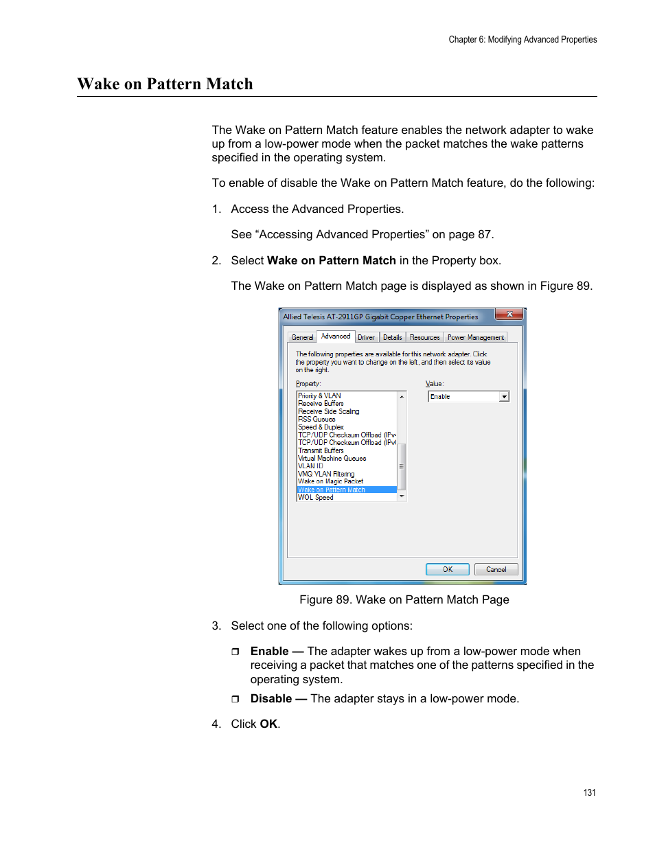 Wake on pattern match | Allied Telesis AT-2911GP Network Adapters User Manual | Page 131 / 152