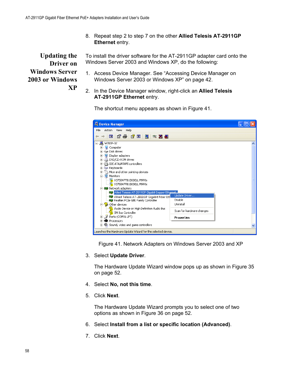 Allied Telesis AT-2911GP Network Adapters User Manual | Page 58 / 152