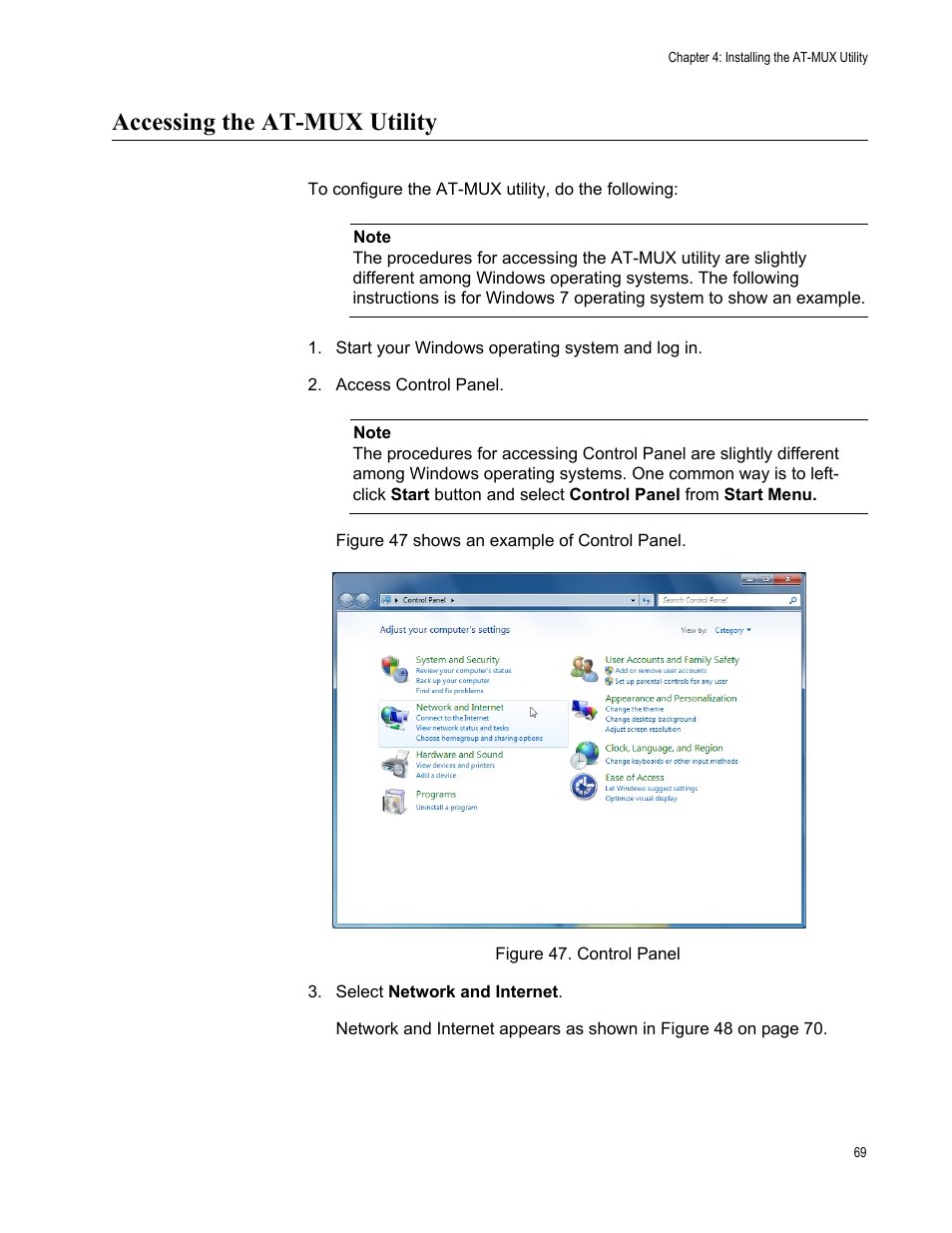 Accessing the at-mux utility | Allied Telesis AT-2911GP Network Adapters User Manual | Page 69 / 152