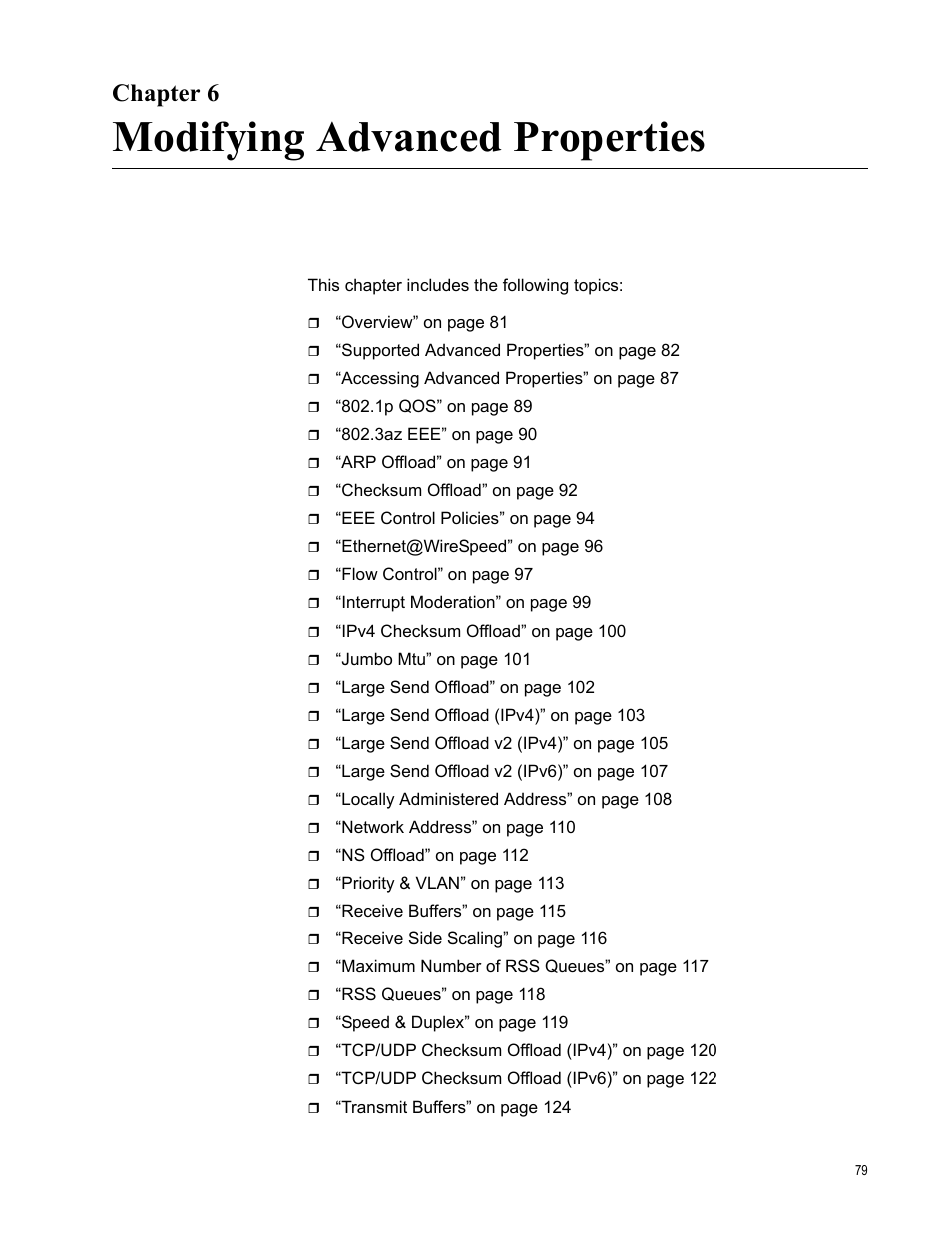 Chapter 6, Modifying advanced properties | Allied Telesis AT-2911GP Network Adapters User Manual | Page 79 / 152