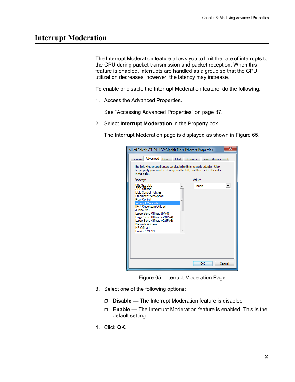 Interrupt moderation | Allied Telesis AT-2911GP Network Adapters User Manual | Page 99 / 152