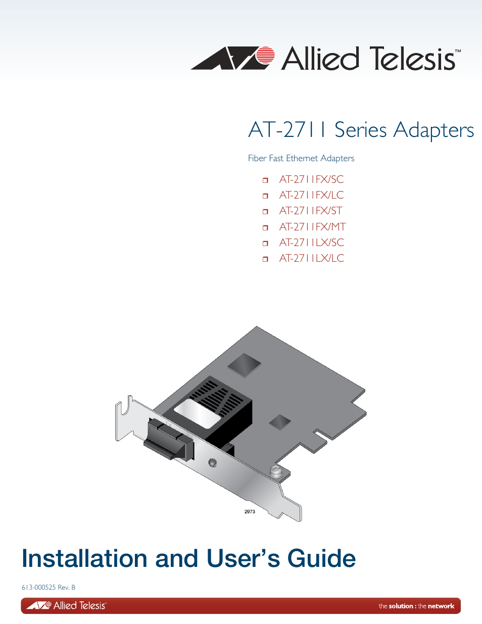 Allied Telesis AT-2711 Series Adapters User Manual | 136 pages