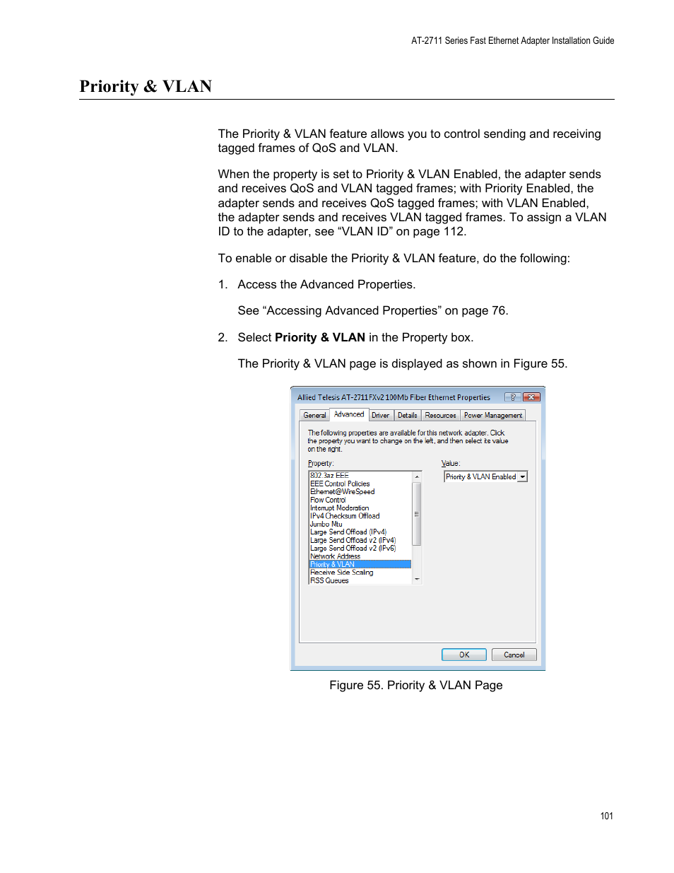 Priority & vlan | Allied Telesis AT-2711 Series Adapters User Manual | Page 101 / 136