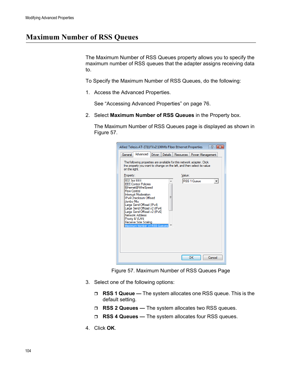 Maximum number of rss queues | Allied Telesis AT-2711 Series Adapters User Manual | Page 104 / 136