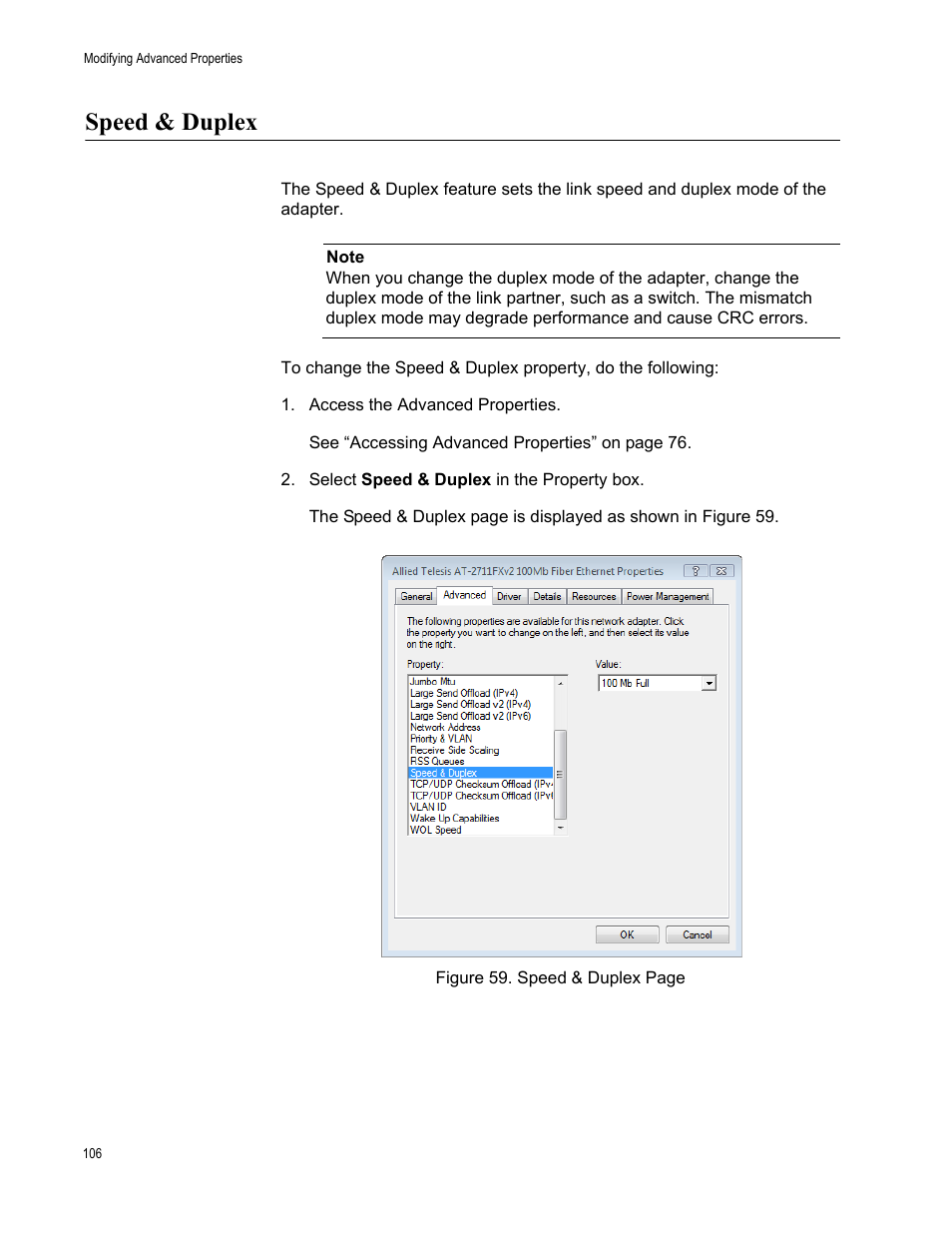 Speed & duplex | Allied Telesis AT-2711 Series Adapters User Manual | Page 106 / 136