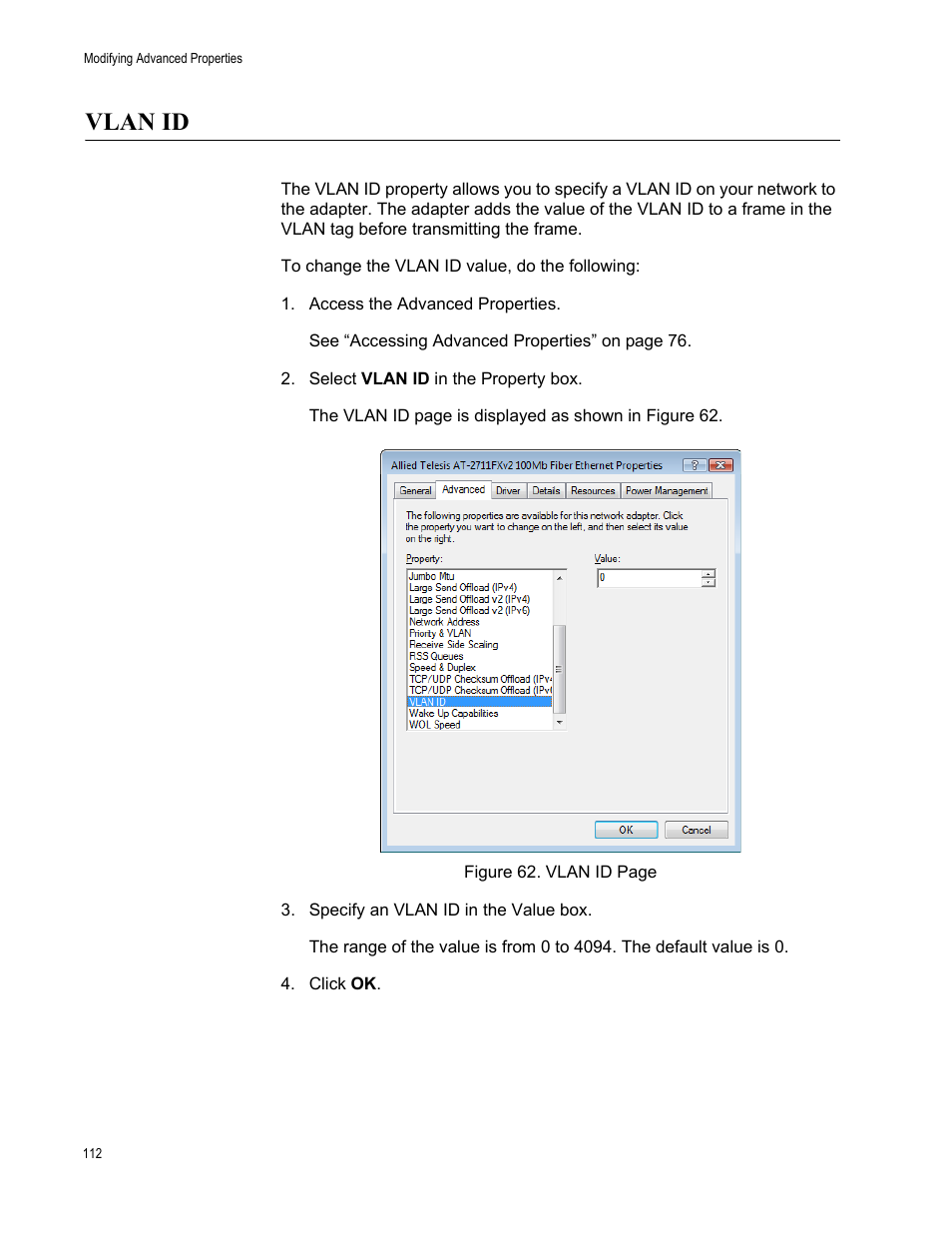 Vlan id | Allied Telesis AT-2711 Series Adapters User Manual | Page 112 / 136