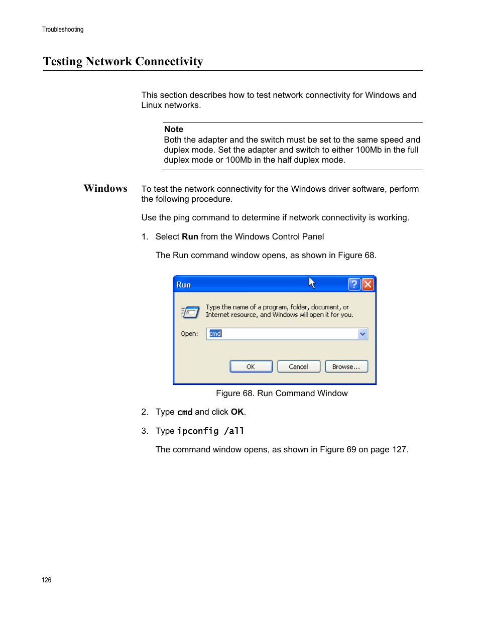 Testing network connectivity, Windows | Allied Telesis AT-2711 Series Adapters User Manual | Page 126 / 136