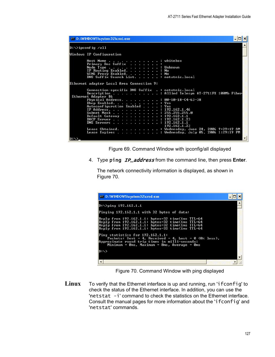 Linux | Allied Telesis AT-2711 Series Adapters User Manual | Page 127 / 136