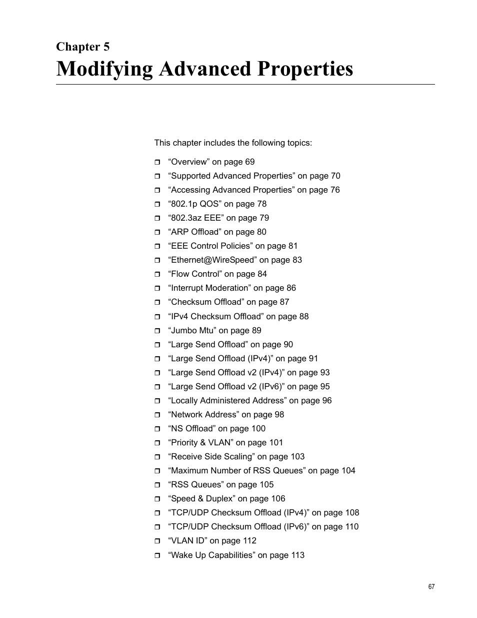 Chapter 5, Modifying advanced properties | Allied Telesis AT-2711 Series Adapters User Manual | Page 67 / 136