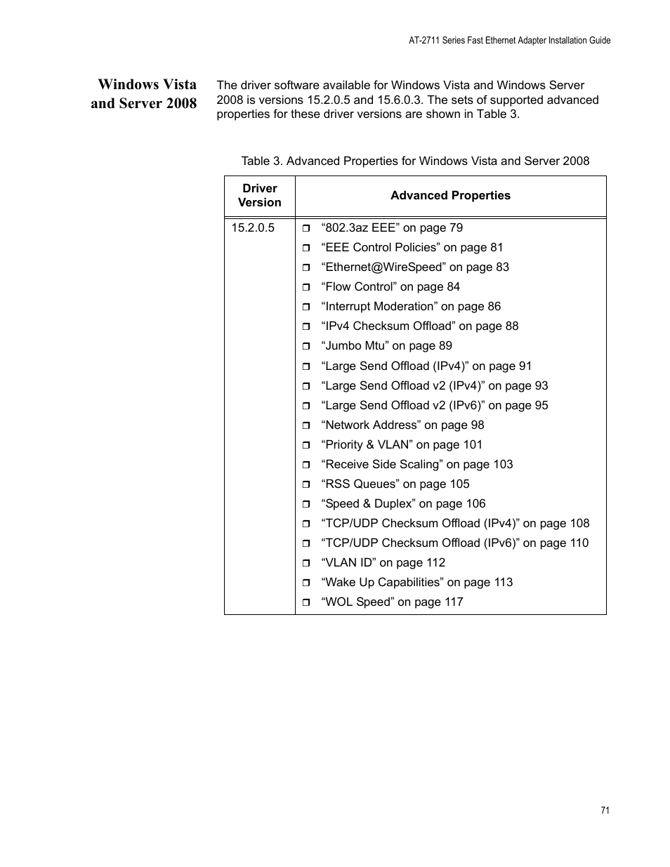 Windows vista and server 2008 | Allied Telesis AT-2711 Series Adapters User Manual | Page 71 / 136
