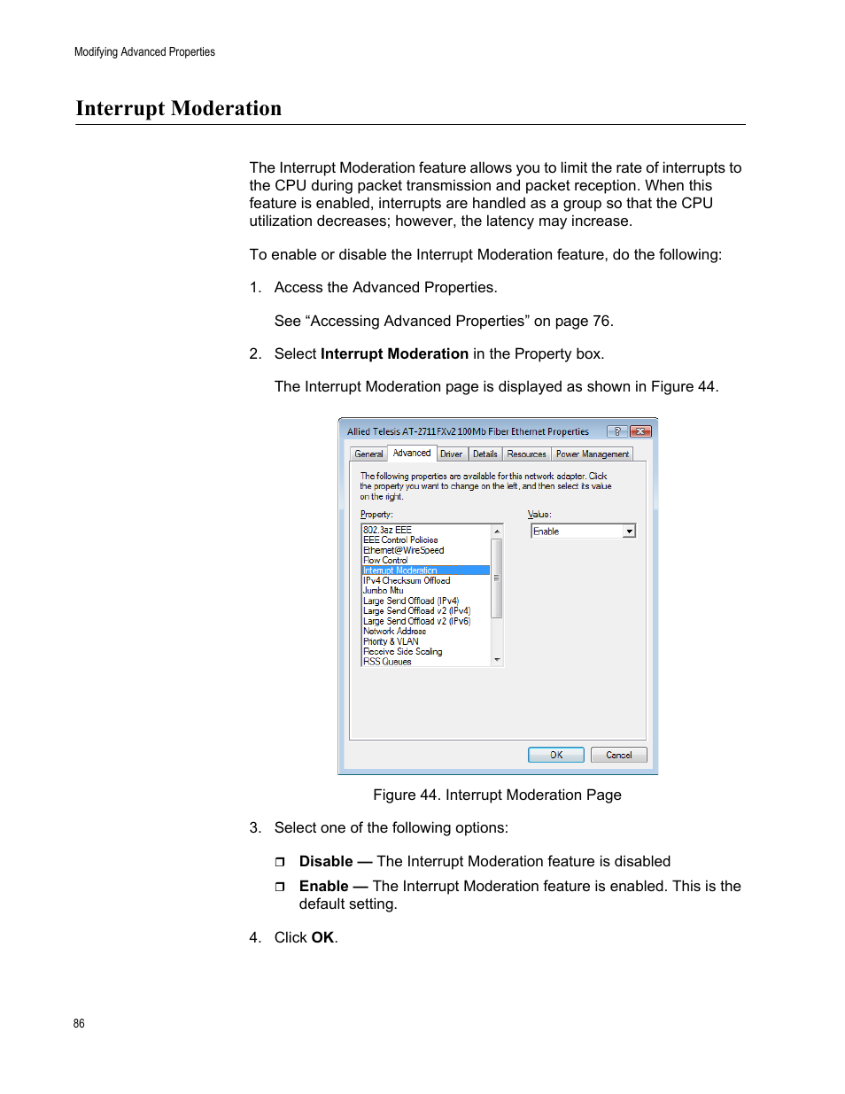 Interrupt moderation | Allied Telesis AT-2711 Series Adapters User Manual | Page 86 / 136