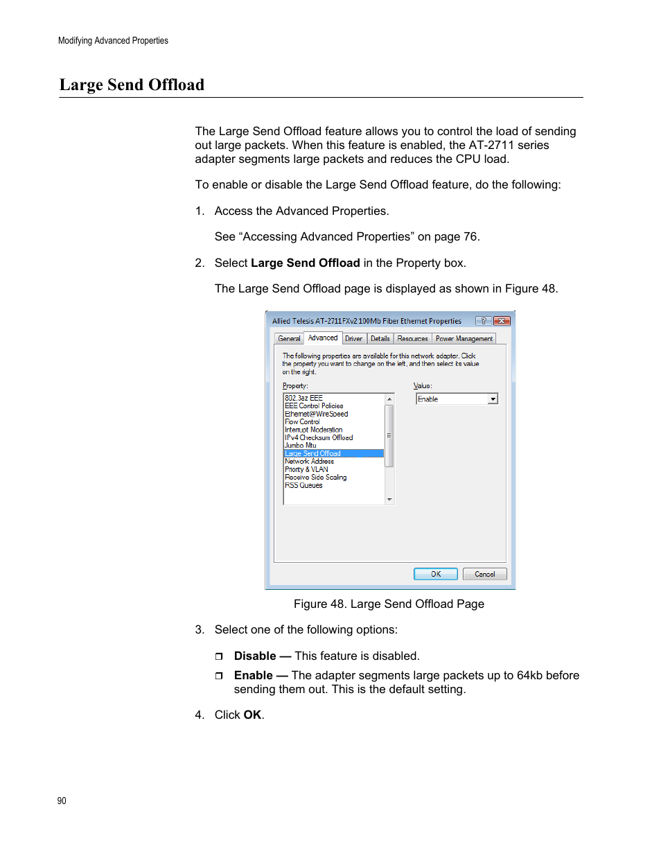 Large send offload | Allied Telesis AT-2711 Series Adapters User Manual | Page 90 / 136