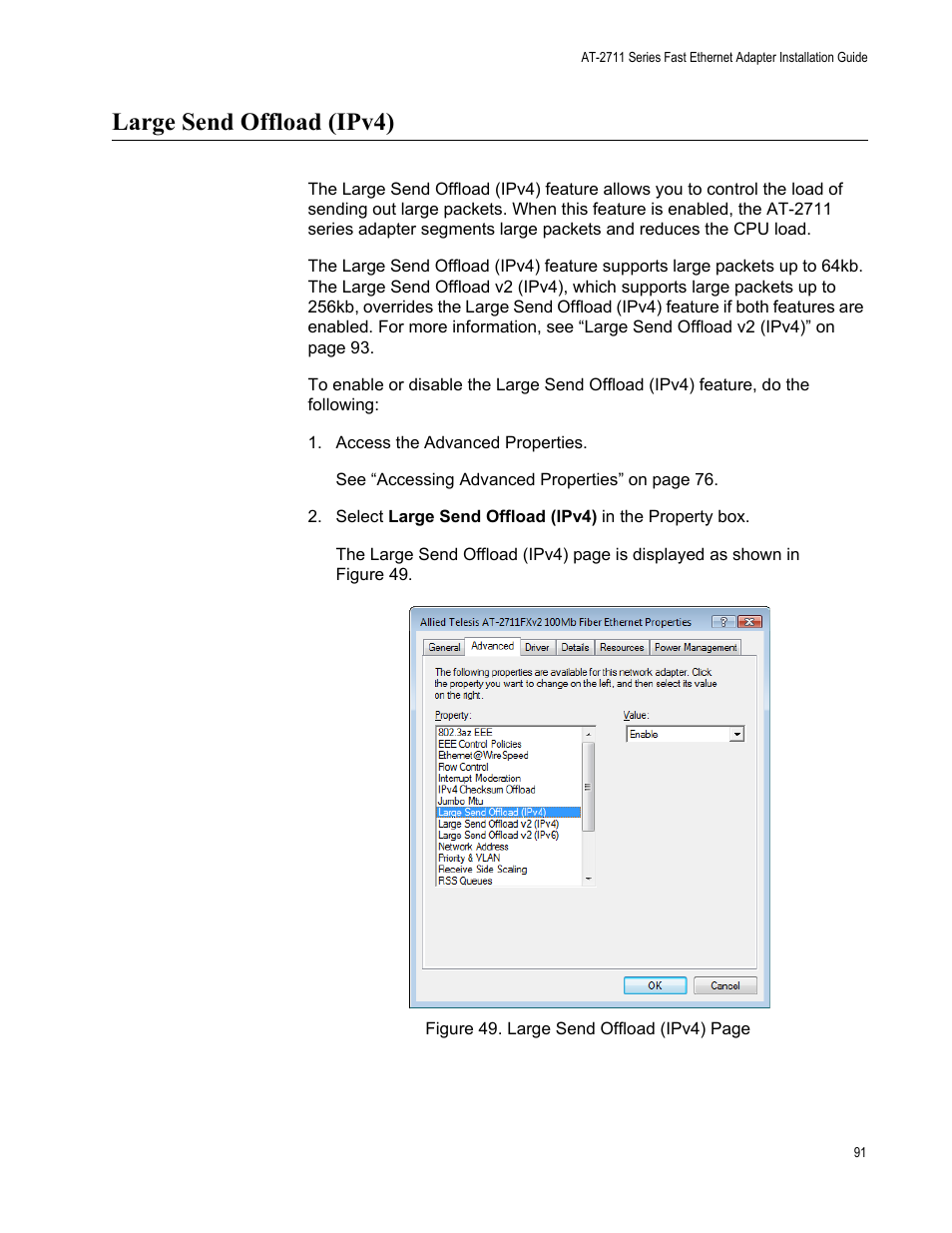 Large send offload (ipv4) | Allied Telesis AT-2711 Series Adapters User Manual | Page 91 / 136