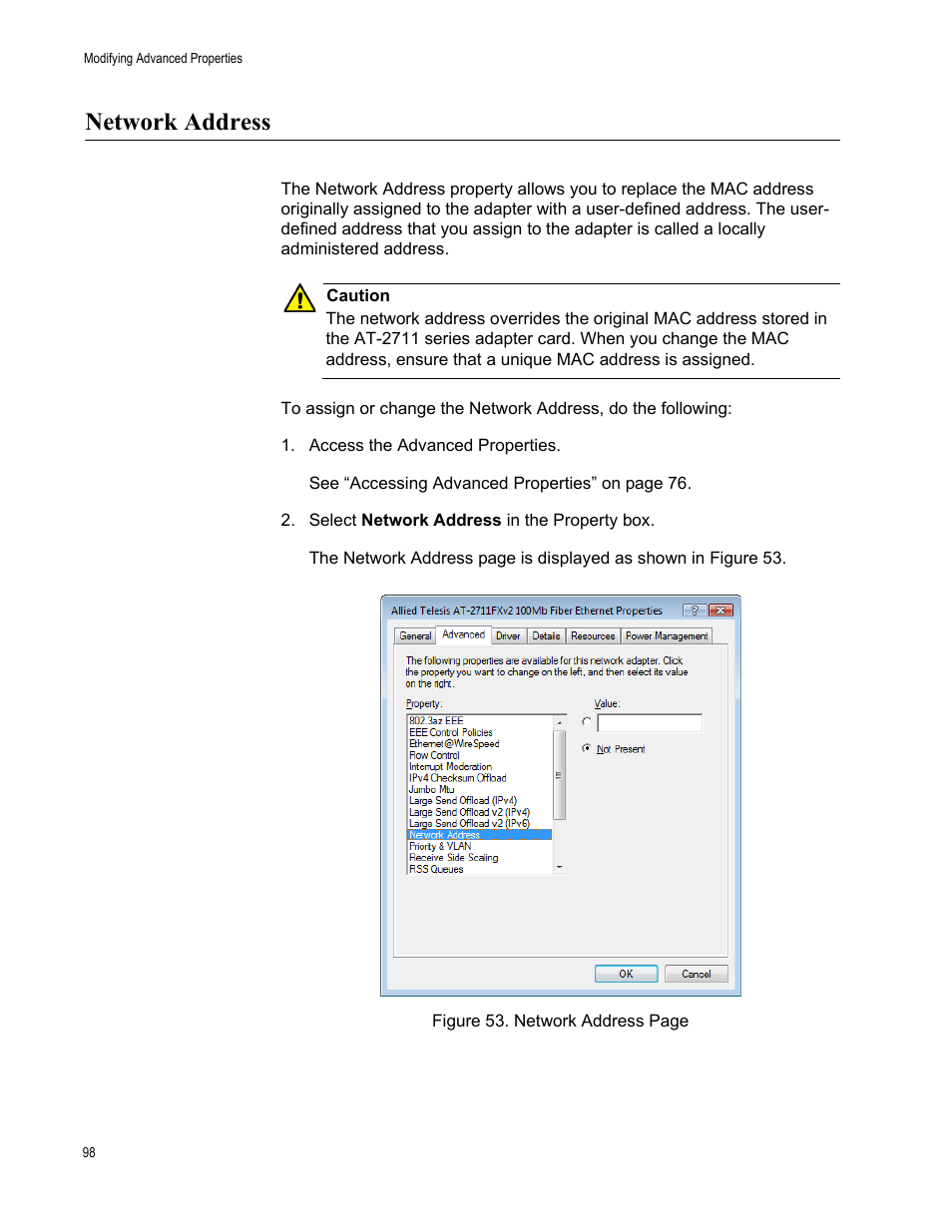 Network address | Allied Telesis AT-2711 Series Adapters User Manual | Page 98 / 136