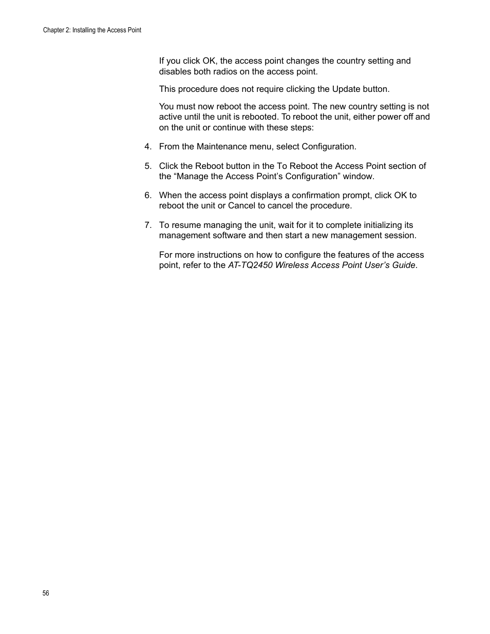 Allied Telesis AT-TQ2450 User Manual | Page 56 / 70