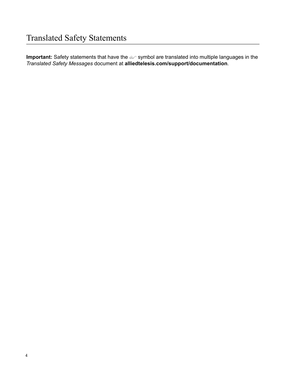 Translated safety statements | Allied Telesis AT-x510DP-52GTX User Manual | Page 4 / 129