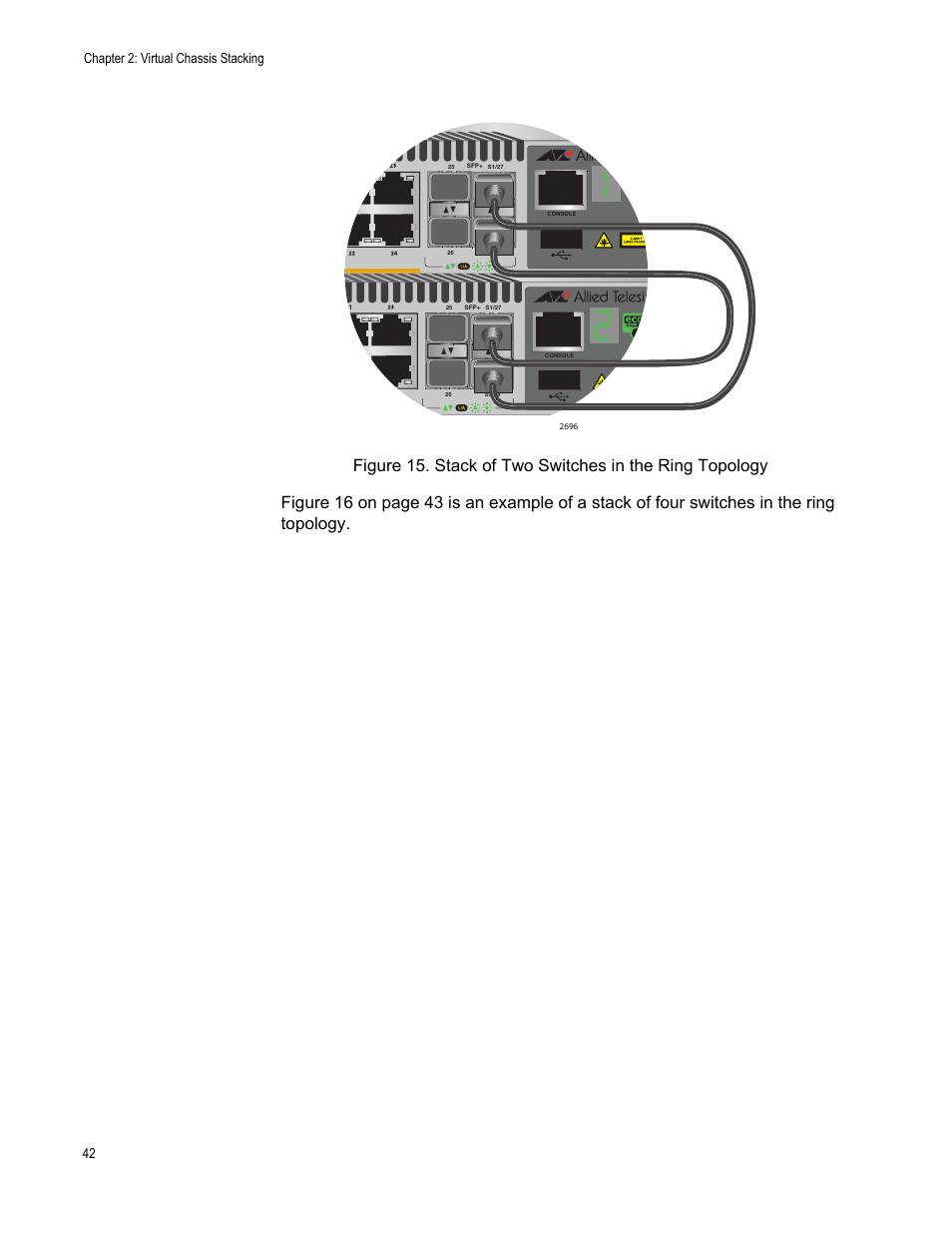 Chapter 2: virtual chassis stacking 42 | Allied Telesis AT-x510DP-52GTX User Manual | Page 42 / 129