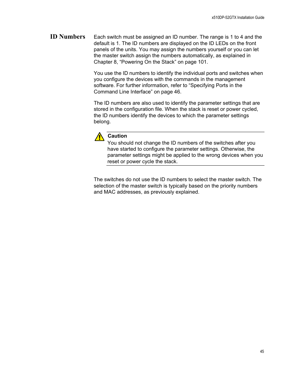 Id numbers | Allied Telesis AT-x510DP-52GTX User Manual | Page 45 / 129