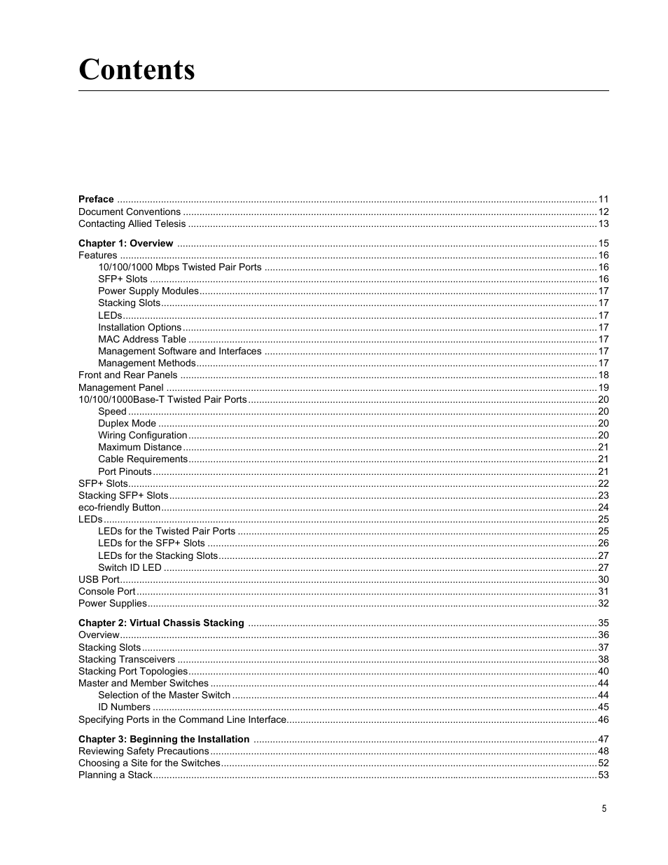 Allied Telesis AT-x510DP-52GTX User Manual | Page 5 / 129