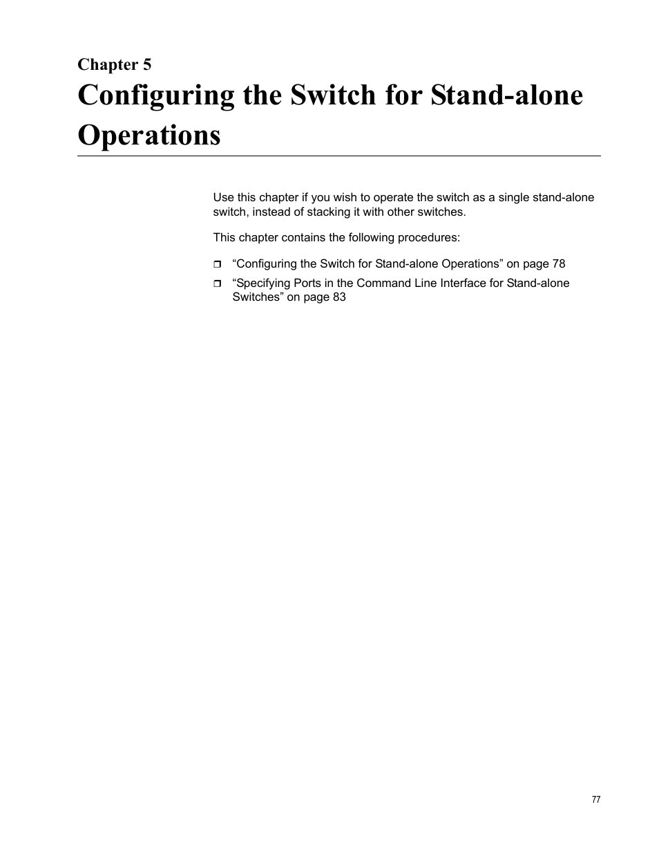 Configuring the switch for stand-alone operations, Chapter 5 | Allied Telesis AT-x510DP-52GTX User Manual | Page 77 / 129