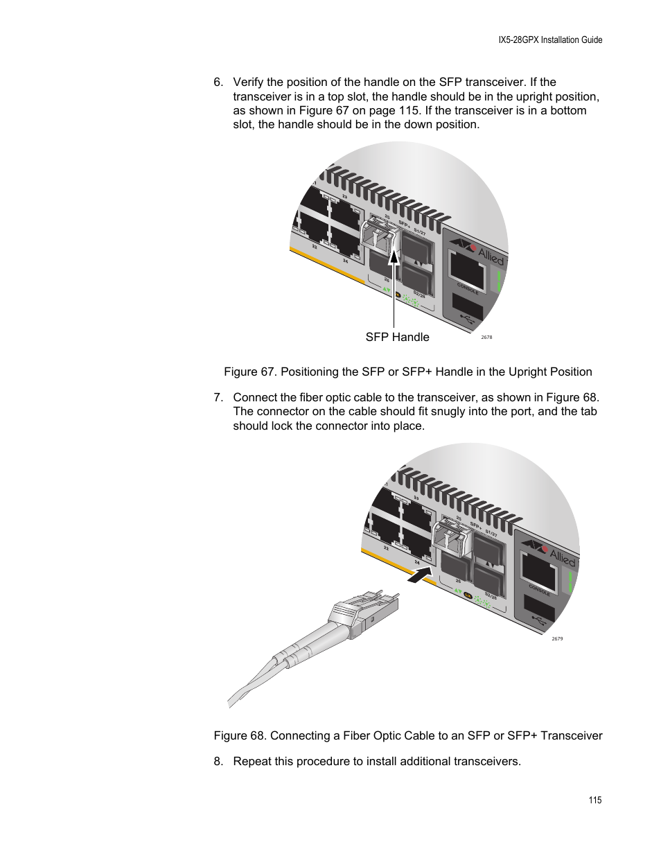Sfp handle | Allied Telesis AT-IX5-28GPX User Manual | Page 115 / 129