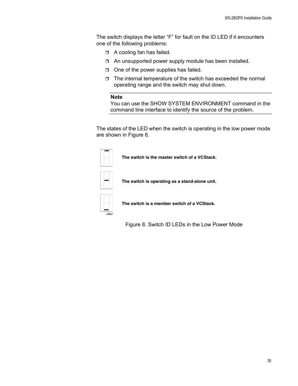 Figure 8: switch id leds in the low power mode | Allied Telesis AT-IX5-28GPX User Manual | Page 35 / 129