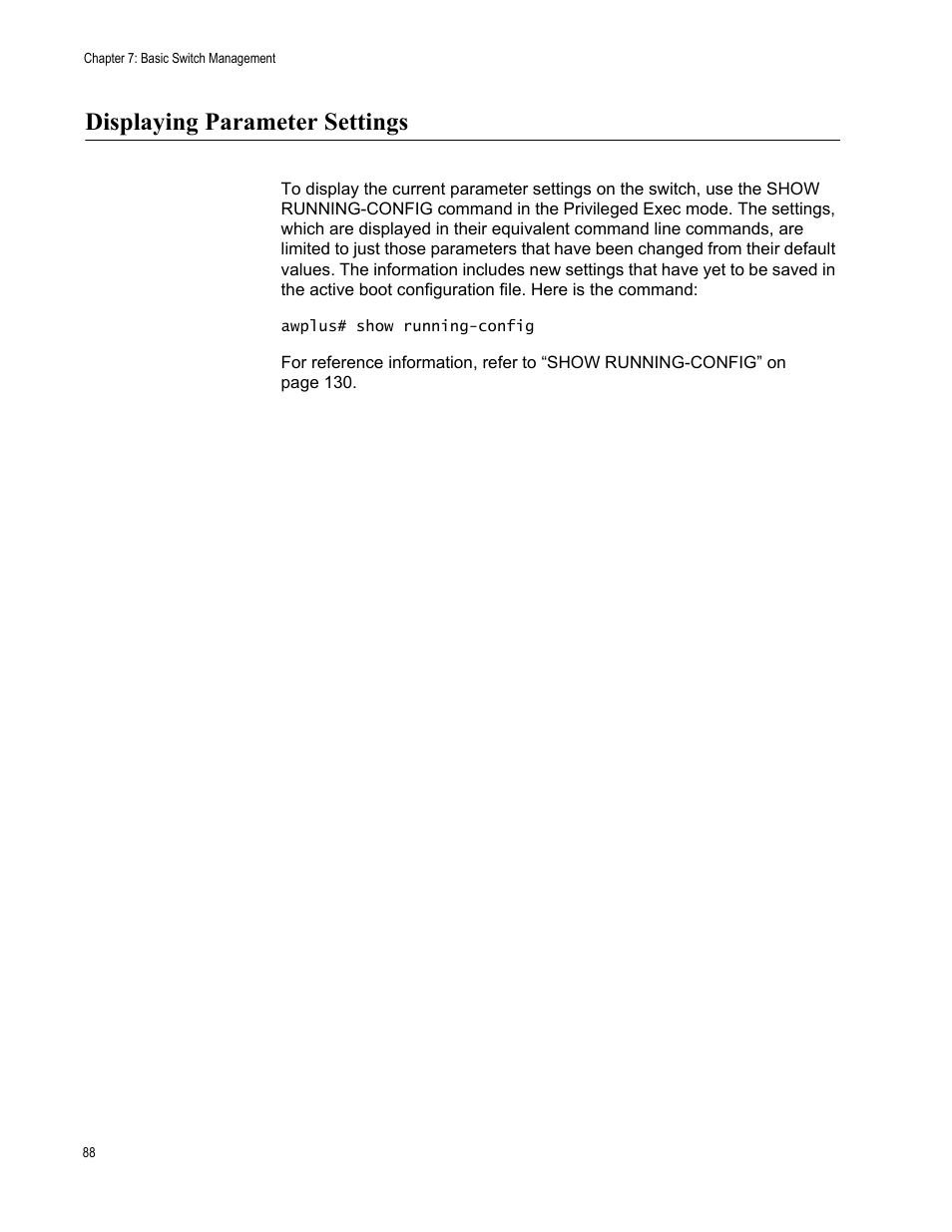 Displaying parameter settings | Allied Telesis AT-9000 Series User Manual | Page 116 / 1480