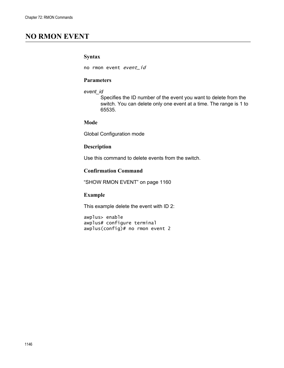 No rmon event, No rmon event 6 | Allied Telesis AT-9000 Series User Manual | Page 1174 / 1480